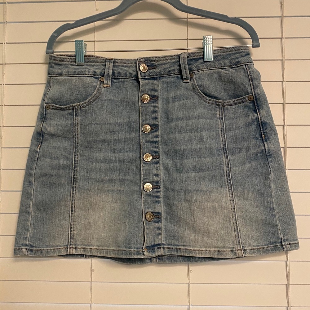 High rise jean skirt